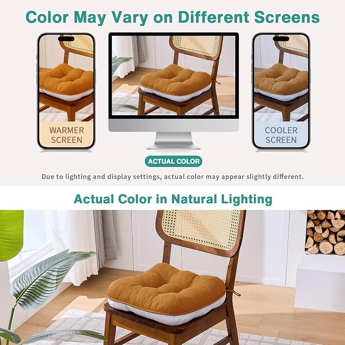 BETU Chair Cushions for Dining Chairs Set of 6, 3.5" Thick Kitchen Table Chair - Image 5