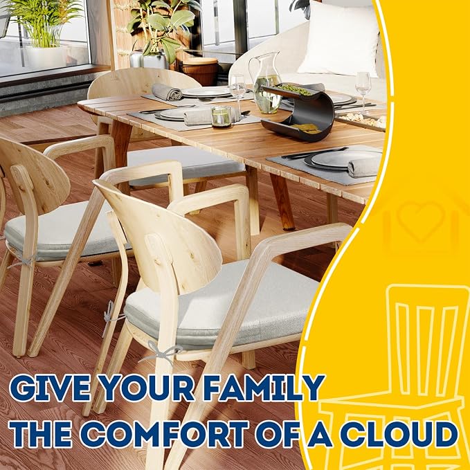 AAAAAcessories D-Shaped Chair Cushions, Machine-Washable Cover, INatural Linen - Image 6