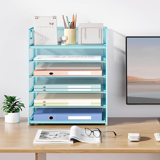 Subekyu 6-Tier Desk Paper Organizer, Desktop File Letter Tray - Image 7