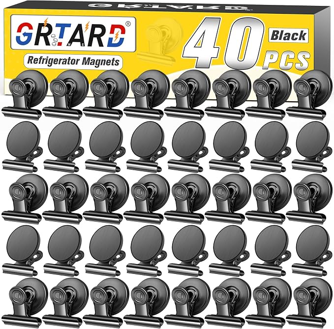 Grtard 40 Pack Magnetic Clips Heavy Duty, Refrigerator Magnets, Strong Magnetic by Grtard