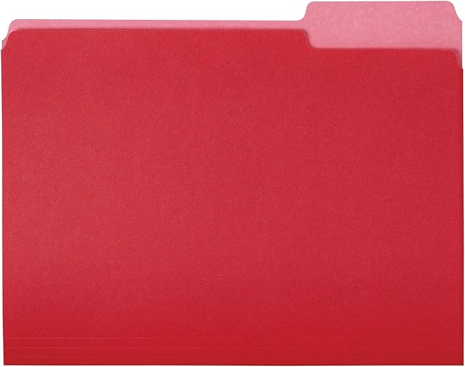 Amazon Basics File Folders, Letter Size, 1/3 Cut Tab by AmazonBasics