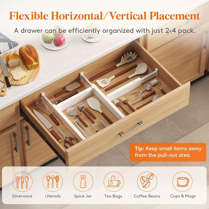 Lifewit 8 Pack 2.36" High Drawer Dividers 40-56cm/16-22 Adjustable Drawer - Image 6