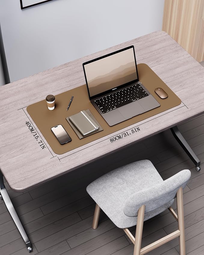 YSAGi Double-Sided Desk Pad, 31.5"x15.7"Leather Desk Mat, Eco Cork Desk Pad - Image 2