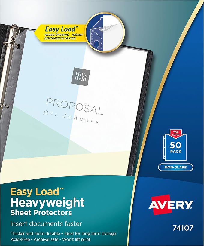 Avery Clear Heavyweight Sheet Protectors, Easy Load, 50 Document Protectors by Avery