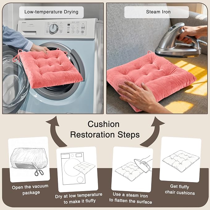OVOV 6 Pack Chair Cushions for Dining Chairs Soft Seat Cushions for Kitchen - Image 7