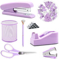 Purple Office Supplies, Staple Remover, Tape Holder, Pen Holder, Ballpoint Pen by Famassi