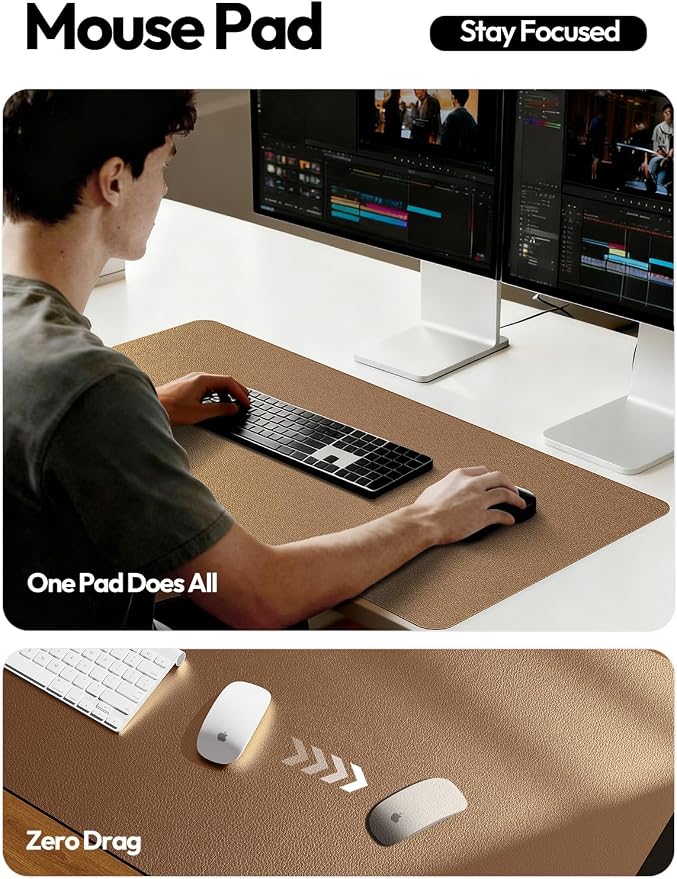 YSAGi Leather Desk Pad Protector, Office Desk Mat, Large Mouse Pad, Non-Slip PU - Image 5