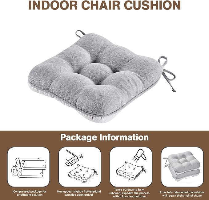 BETU Chair Cushions for Dining Chairs Set of 2, 3.5" Thick Kitchen Table Chair - Image 9