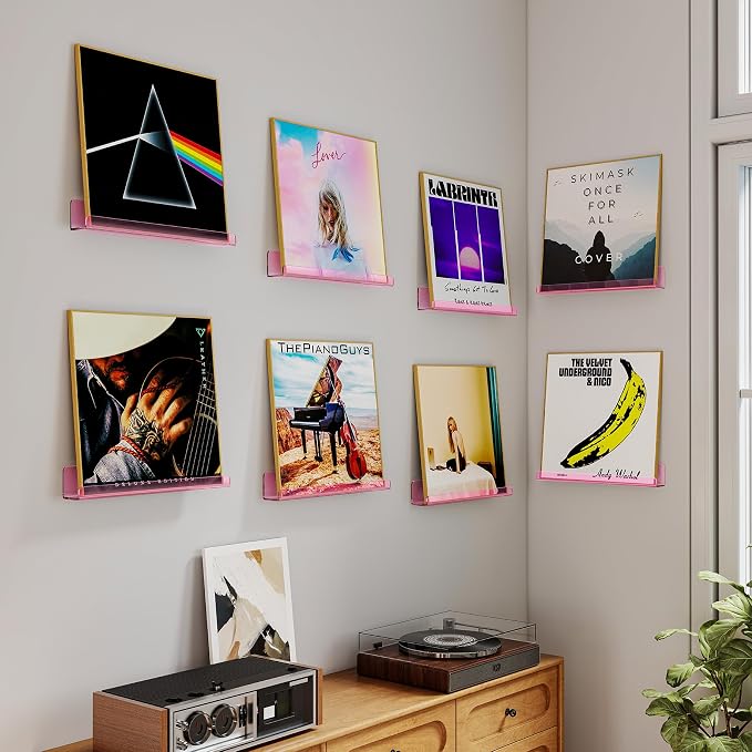 Laurensory 8 Pack Vinyl Record Shelf Wall Mount Shelves, 12 inch Clear Acrylic - Image 5