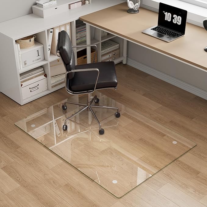 Tempered Glass Chair Mat for Carpet，30"x42" Office Mats for Rolling Chairs by MYSUNORIA