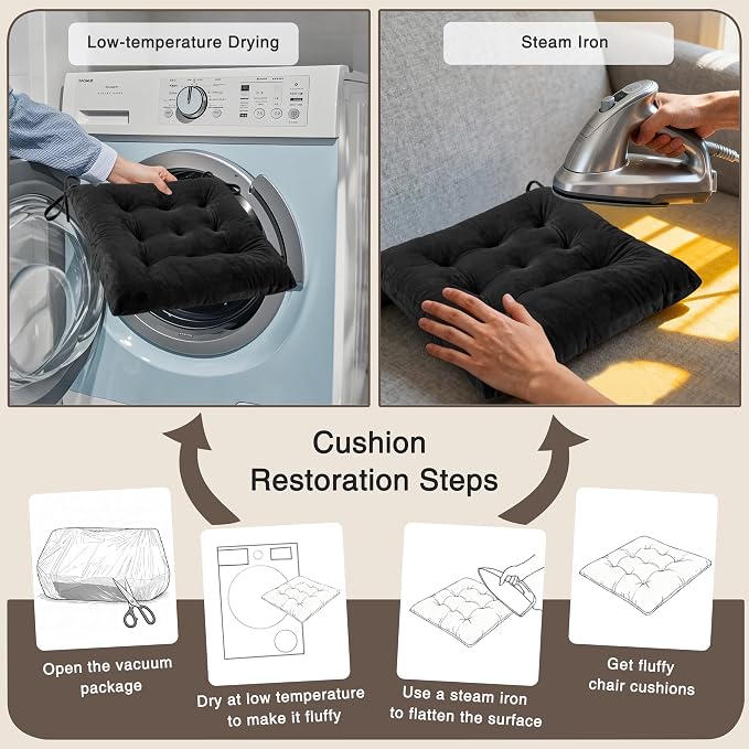 OVOV 2 Pack Chair Cushions for Dining Chairs Soft Seat Cushions for Kitchen - Image 7