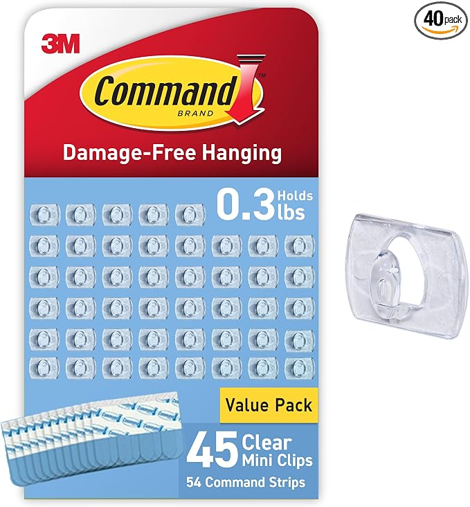 Command Clear Indoor Mini Light Clips Value Pack, 45 Clips, 54 Strips, by Unknown