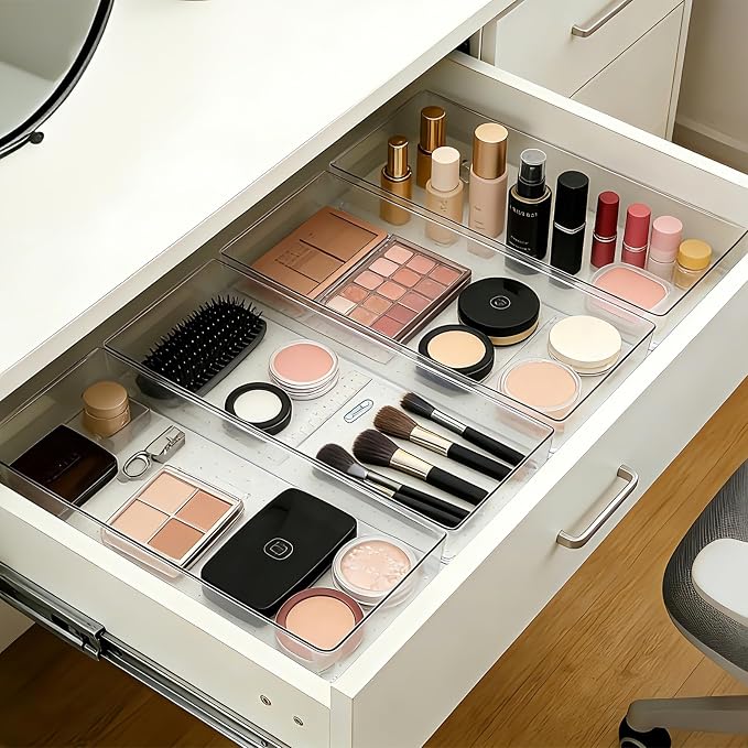 14 Pcs Clear Plastic Drawer Organizer Tray - Image 5