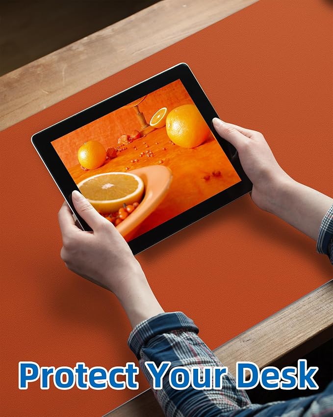 AFIING Leather Desk Pad Protector, Mouse Pad, Office Desk Mat, Non-Slip PU - Image 3