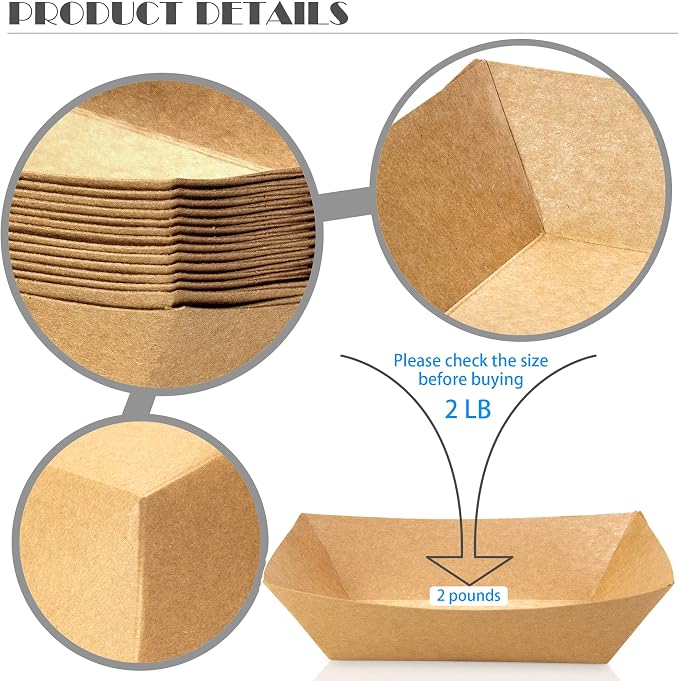 100 Pack 2lb Paper Food Trays, Heavy-Duty Paper Food Boat Disposable Serving - Image 6