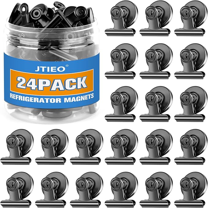 24 Pack Magnetic Clips Fridge Magnets Whiteboard Magnets, Magnet Clips by JTIEO