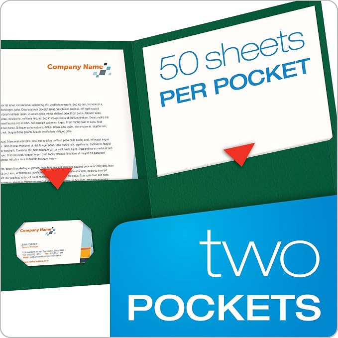 Oxford Twin-Pocket Folders, Textured Paper, Letter Size, Hunter Green, Holds - Image 2