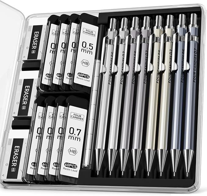 Four Candies 8PCS Metal Mechanical Pencil Set by FourCandies