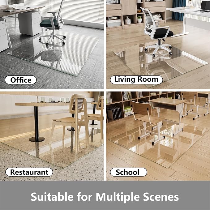 Koonmi Chair Mat for Carpet, Tempered Glass 30"x55" Office Chair Mat, Glass - Image 7