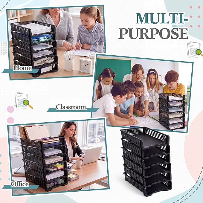Geetery Set of 6 Turn in Trays Classroom Plastic Trays - Image 5