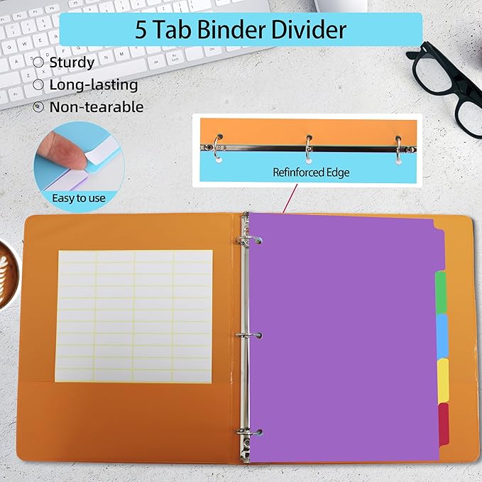 Dividers for 3 Ring Binders, 5 TAB Binder Dividers - Image 3