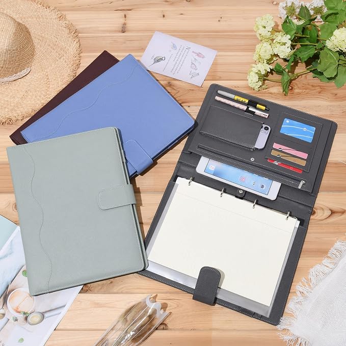 Wonderpool A4 PU Leather 3 & 4 Ring Holder Writing Portfolio Multi Document Case - Image 8