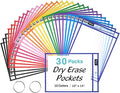 SUNEE 30 Packs Oversized Reusable Dry Erase Pocket Sleeves by SUNEE