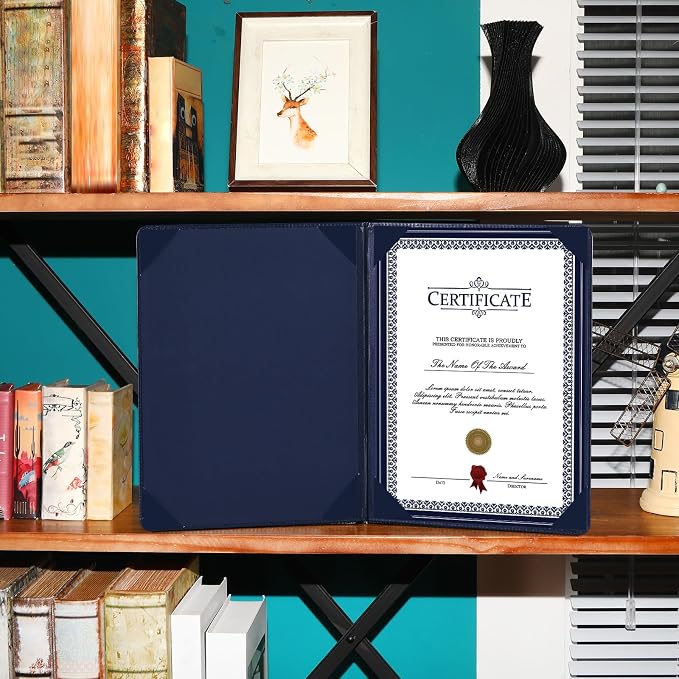 Tenare 3 Pcs Blue Leather Certificate Holder 8.5 x 11 PU Phd Bachelor Master - Image 5