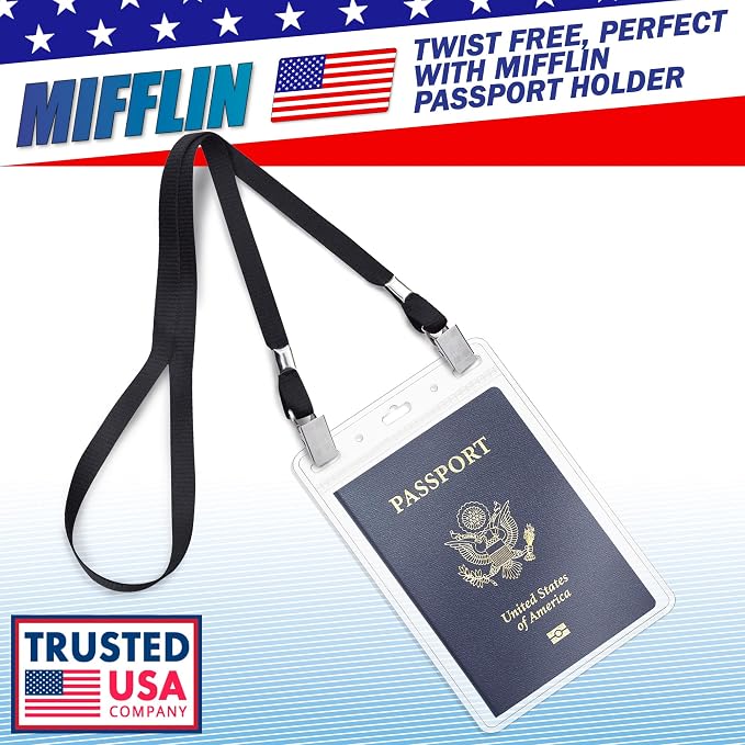 MIFFLIN-USA - Bulk Flat Lanyards w/Two Bulldog Clips - 39 Inch, 10 PK - - Image 2