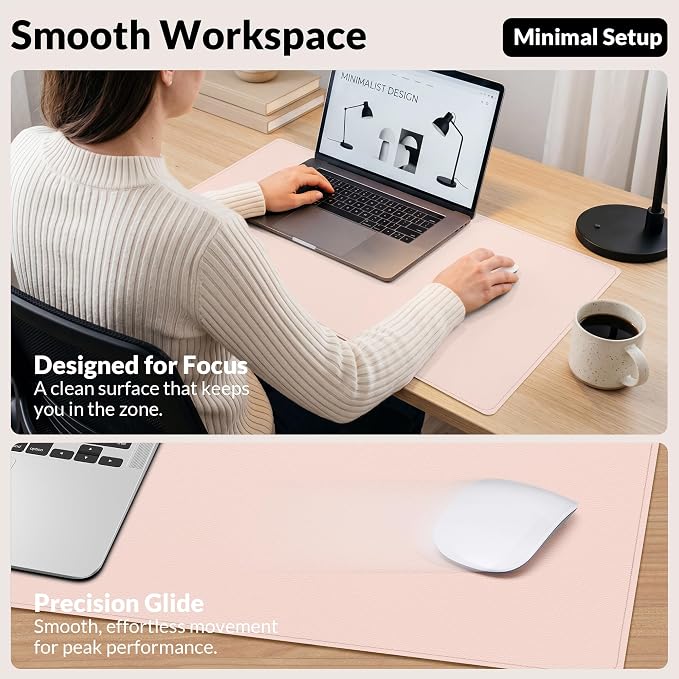 AFIING Leather Desk Pad Protector, 23.6" x 13.7" | Large Mouse Pad, Dual-Sided - Image 7