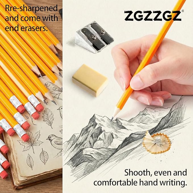 Wood-Cased #2 HB Pencils, 600 Pack Sharpened Yellow Pencils - Image 5