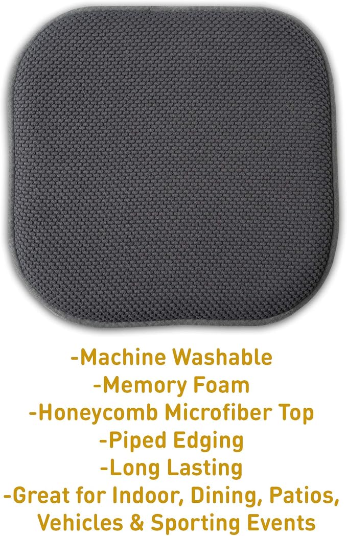 Sweet Home Collection Memory Foam Honeycomb Nonslip Back 16" x 16" Chair/Seat - Image 3