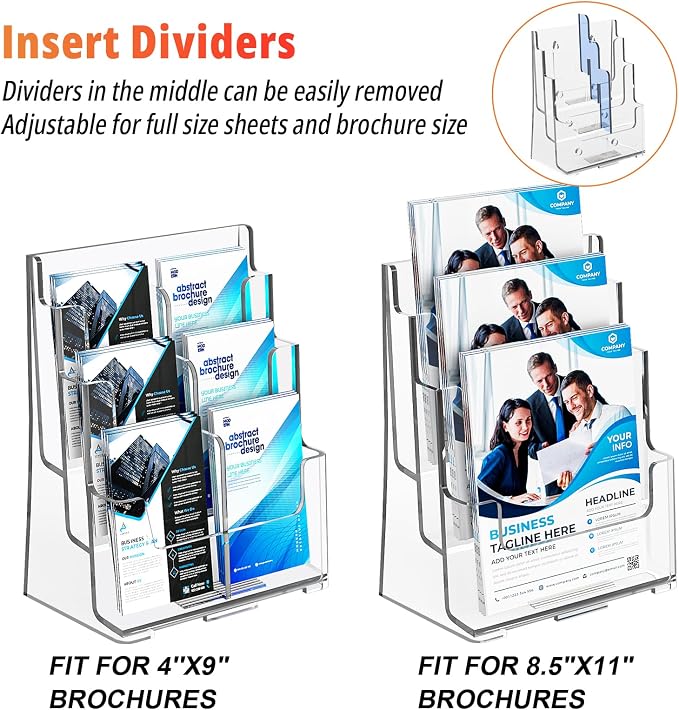 FUCDTEFC 2 Pack Acrylic Brochure Holder 8.5x11 & 4 x9 Inches Universal - Image 2