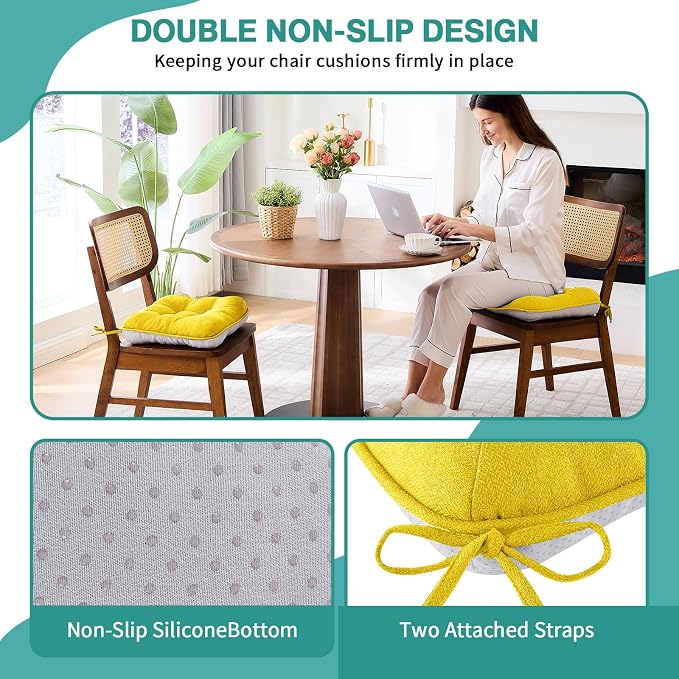 BETU Chair Cushions for Dining Chairs Set of 6, 3.5" Thick Kitchen Table Chair - Image 2