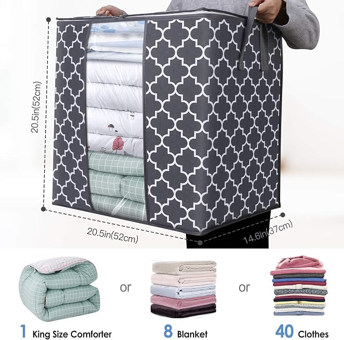 WISELIFE Storage Bags 2 Pack/100L Large Blanket Clothes Organization and - Image 2