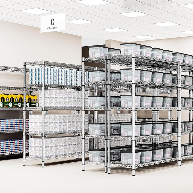 M MZG 2800 LBS 59" W 4 Tier Storage Shelves Rack Metal Wire Shelving Unit - Image 5