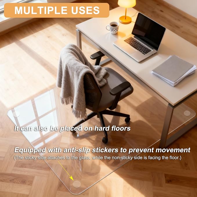 Azadx Tempered Glass Chair Mat for Carpet 40" x 48" Heavy Duty Office Chair Mat - Image 8