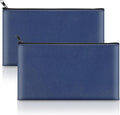 2 Pack Money Bags with Zipper, 11x6.1 Inch PU Leather Cash Pouch, Secure Bank by Hoiny