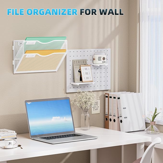 Marbrasse Wall File Holder 2-Tier Hanging Wall File Organizer, Mesh Mail Holder - Image 6