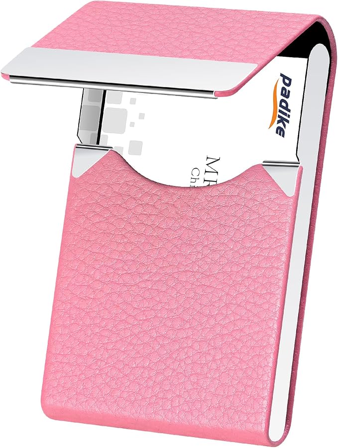 Padike Professional Business Card Holder PU Leather Business Card Case Name by padike