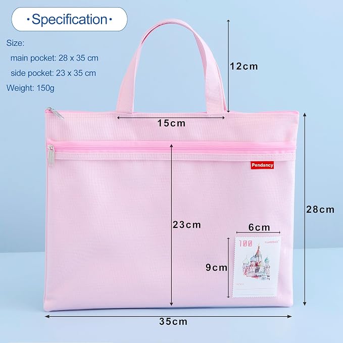 Pendancy Mesh Zipper Pouch 11x13.7 in, Large Double Pocket Waterproof File Bag - Image 3