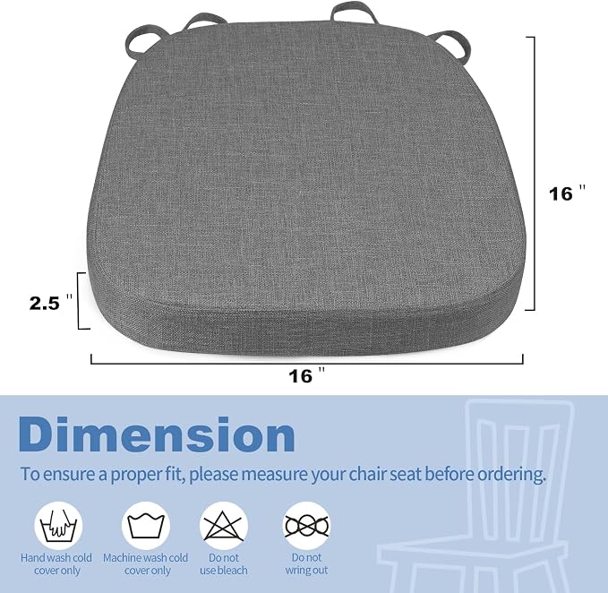 BUYUE Thickened 2.5" Dining Chair Cushions Set of 6, U-Shape High Density Foam - Image 3