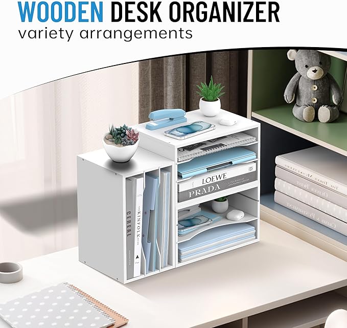 Wood Desk Organizer, 3 Tier Paper Tray Organizer - Image 3