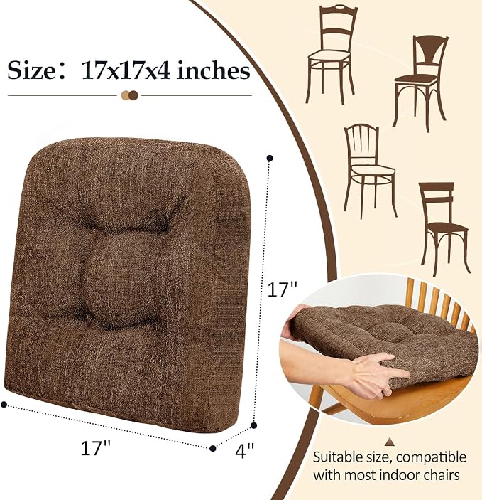 downluxe Chair Cushions for Dining Chairs 2 Pack, Tufted Indoor Chair Pads - Image 4