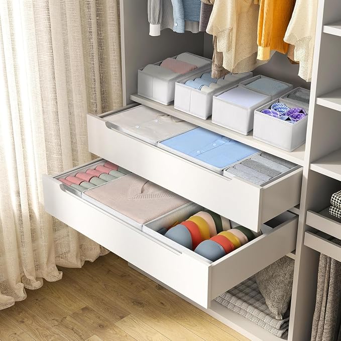 DIMJ Drawer Organizer Clothes, 15 Pack Fabric Drawer Organizer Bins, Foldable - Image 7