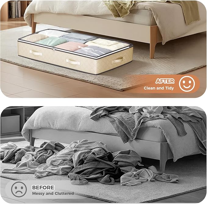 90L Under Bed Storage Containers, Closet Organizers and Storage Bins, Foldable - Image 7