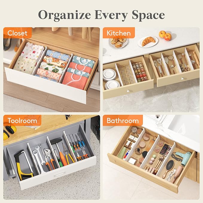 Lifewit 5" High 12 Pack Drawer Dividers, 11.5"-18.5" Adjustable Deep Drawer - Image 8