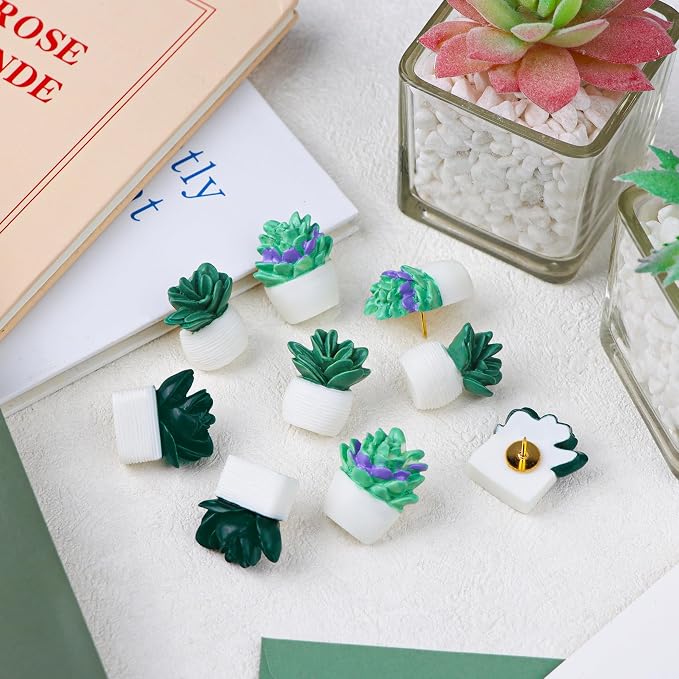 9 Pieces Push Pins Succulent Plants Floret Thumbtacks - Image 6