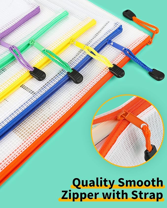 Smarpau 24pcs Mesh Zipper Pouch, 8 Sizes 8 Colors Plastic Zipper Bags - Image 5