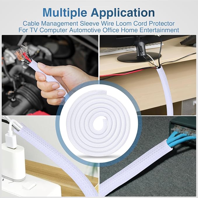 Nilight Cable Sleeve, 25ft-1/2inch Cord Management Sleeves, Braided Sleeving - Image 6